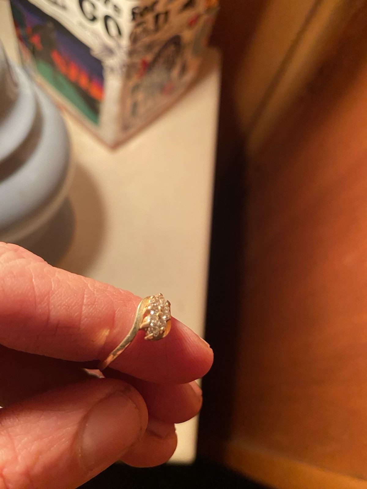 14k Yellow Gold Round Diamond Cluster Cocktail Ring Size 6.5 White/Colorless