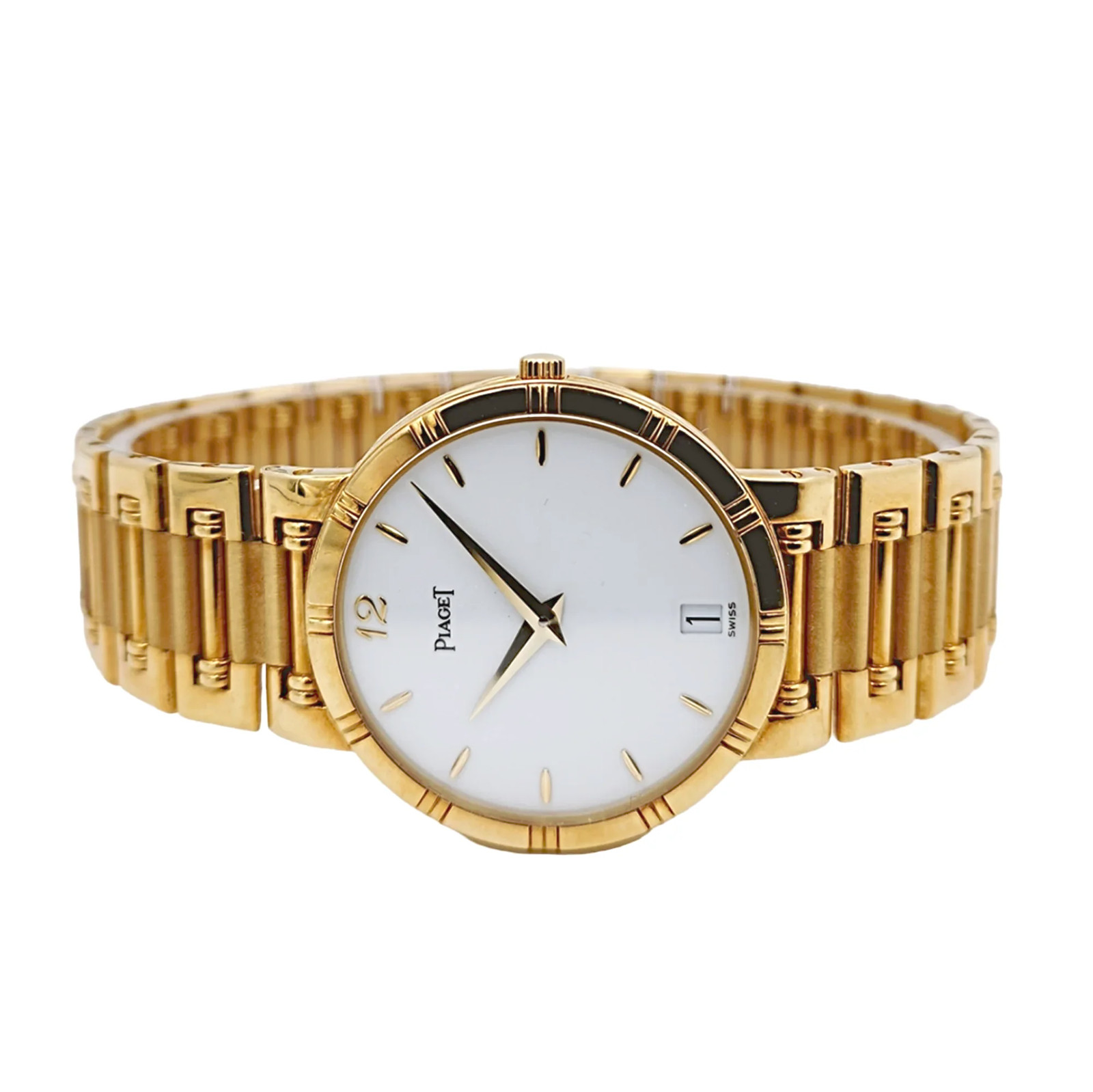 Men’s Piaget 31mm Dancer Vintage Solid 18K Yellow Gold Band Watch w/ White Dial.