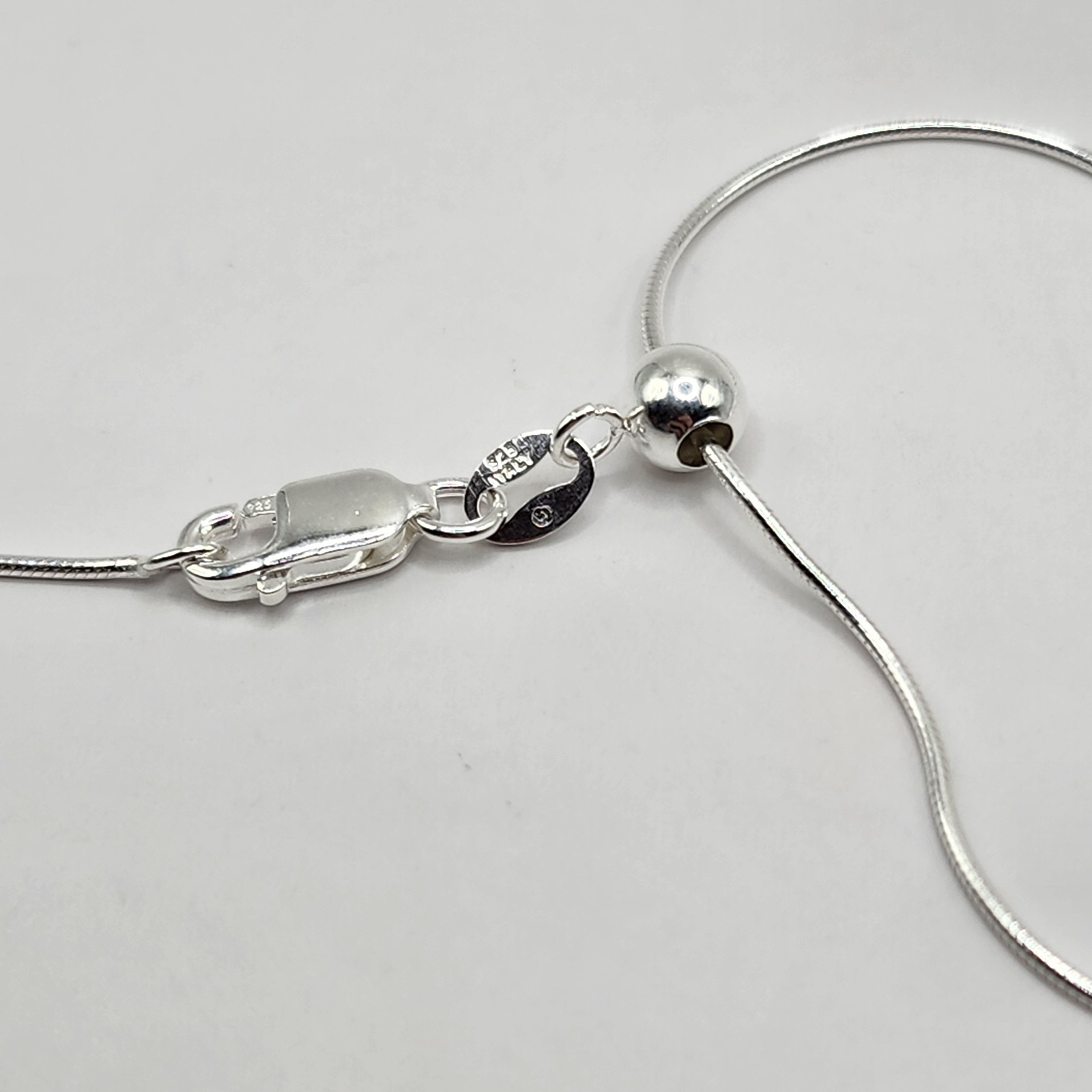 925 NEW Sterling Silver Chain- Ajustable Snake 15-22″ 1mm Width ~FREE SHIPPING
