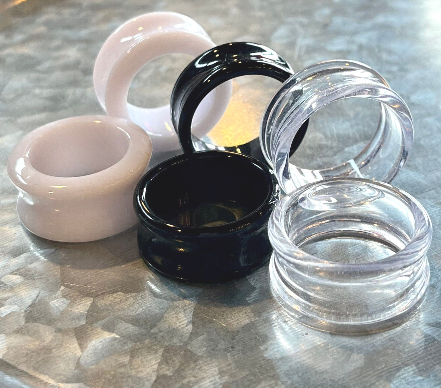 3 PAIR SET – Black,White,Clear Ear Tunnels Plugs Gauges Earlets – up to 30mm!