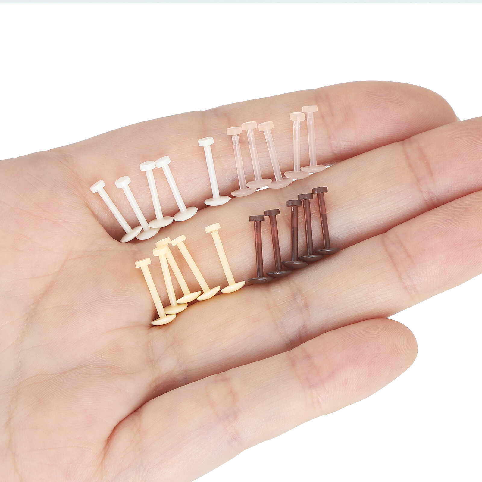 10PCS 16G Push Top Earring Piercing Flat Lip Rings Labret Retainer 8mm/10mm Bar