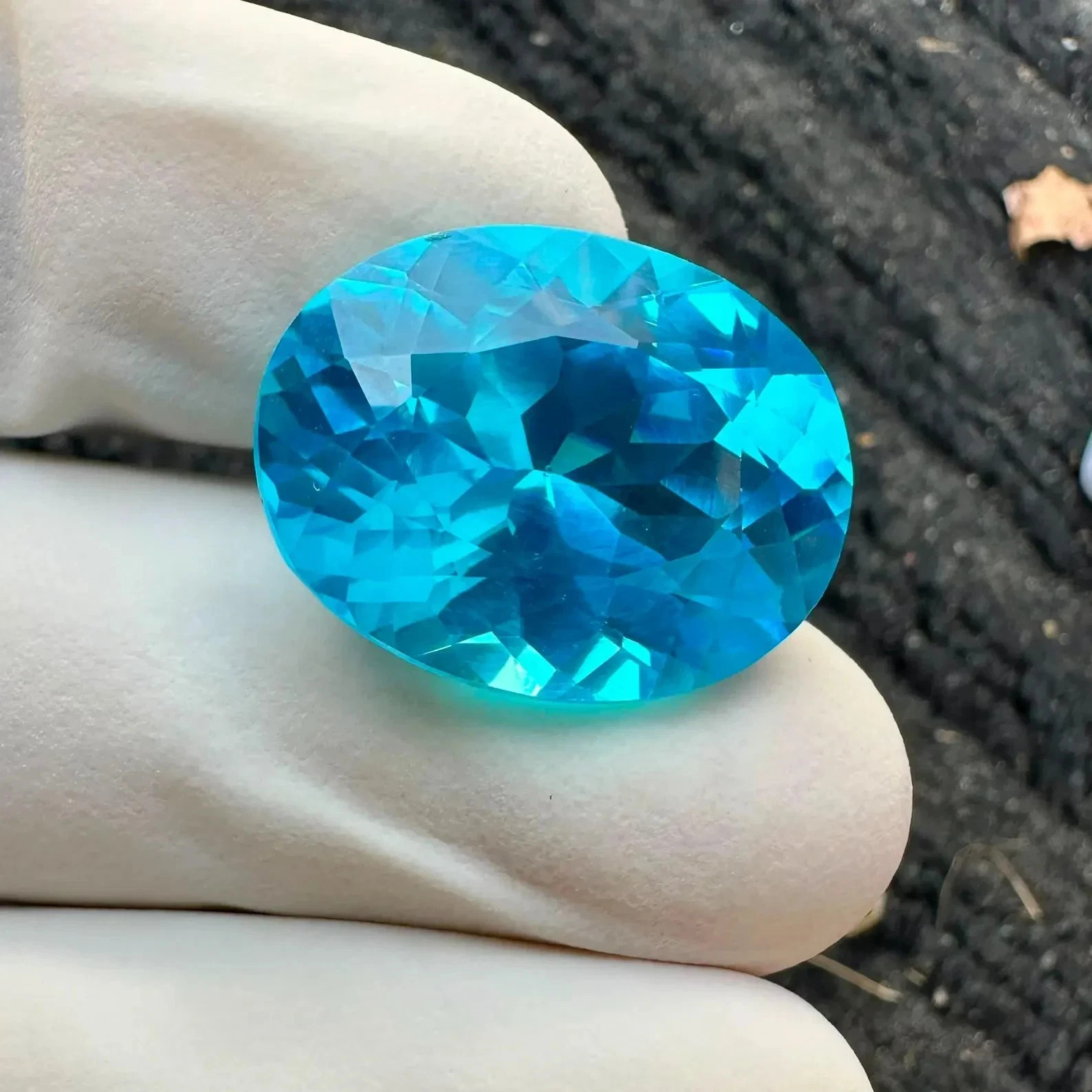 Natural Certified Neon Blue Paraiba Tourmaline 31.44 Ct Oval Cut Loose MR Gems A