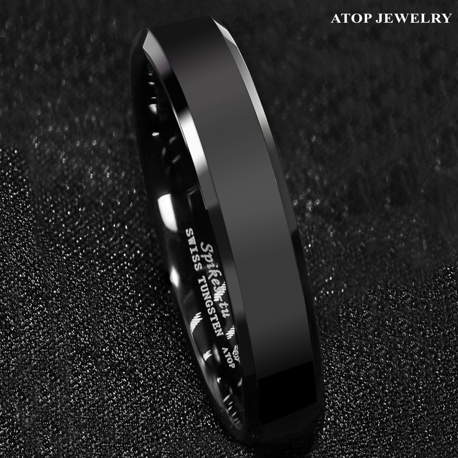 8/6mm Black Brushed Center Tungsten Carbide Ring Men Weddinng Band ATOP Jewelry