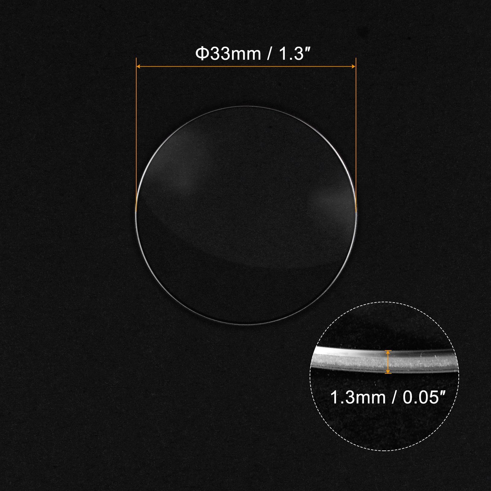 Watch Glass Sapphire Crystal Lens Single Dome 33mm Dia. 1.3mm Thickness Clear