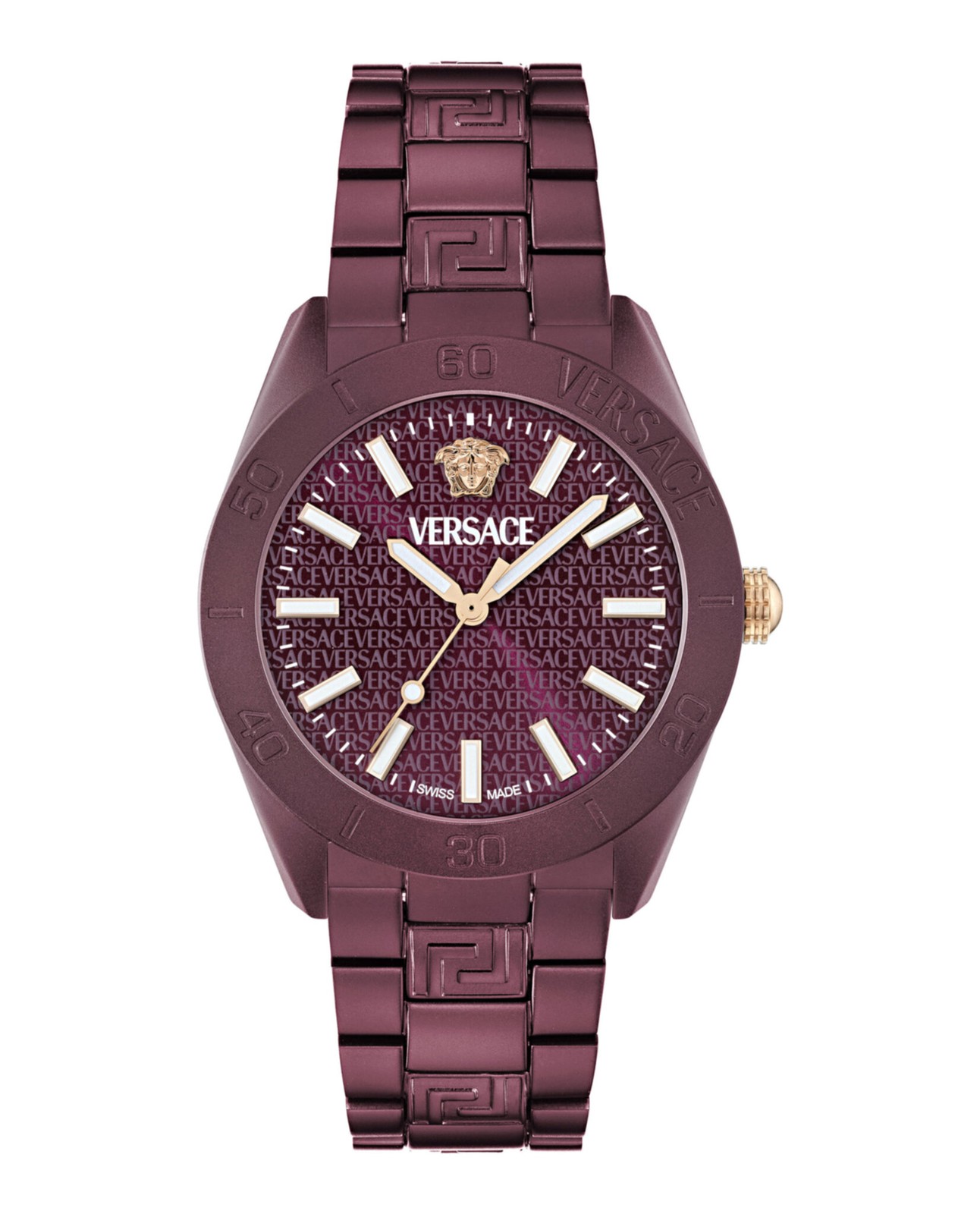 Versace Mens Burgundy 42mm Bracelet Fashion Watch