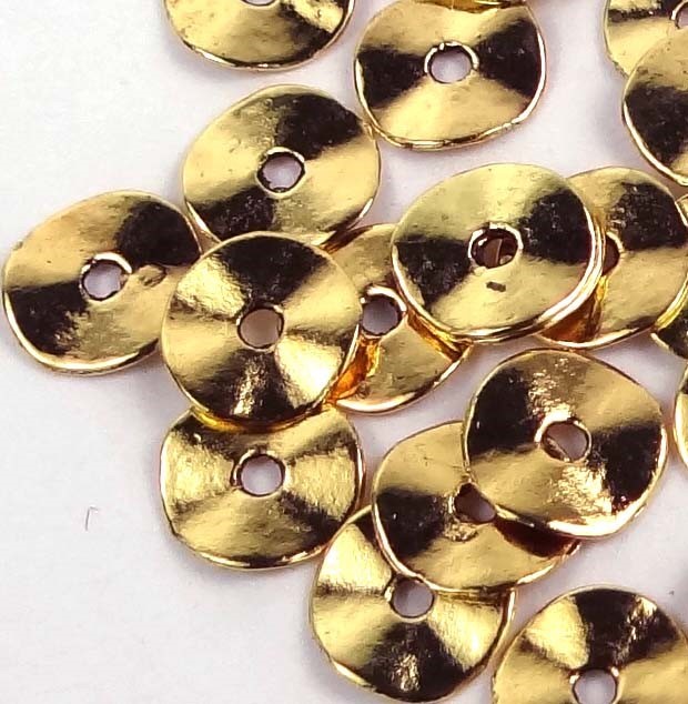 50 Antique Gold Pewter Washers Spacer Wavy beads 10mm