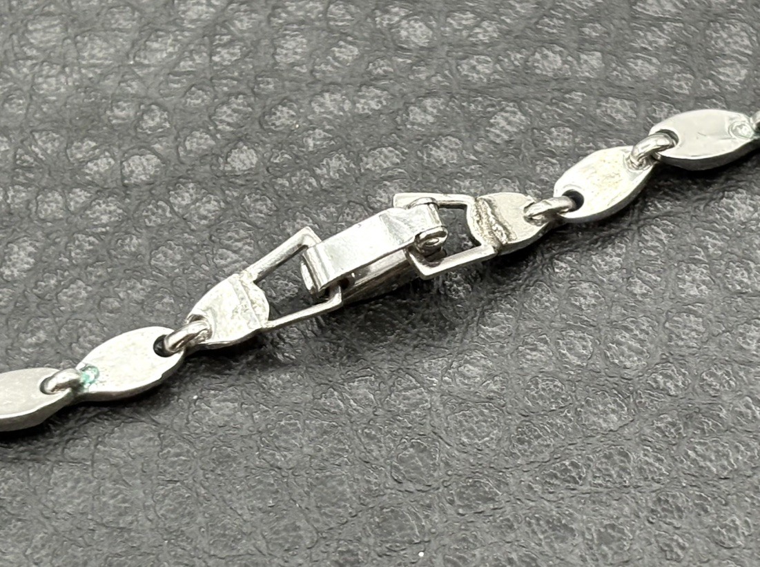 Vintage Art Deco Rhinestone Flower Silver Tone 15.5” Necklace Choker READ