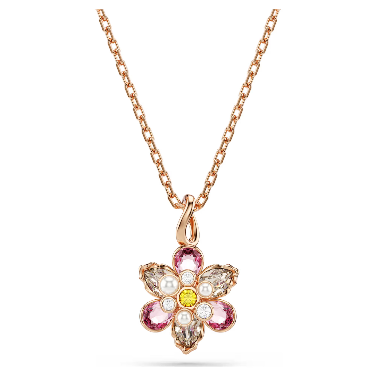 Multicolored Rose Gold Necklace Idyllia Pendant Mixed Cuts Flower New