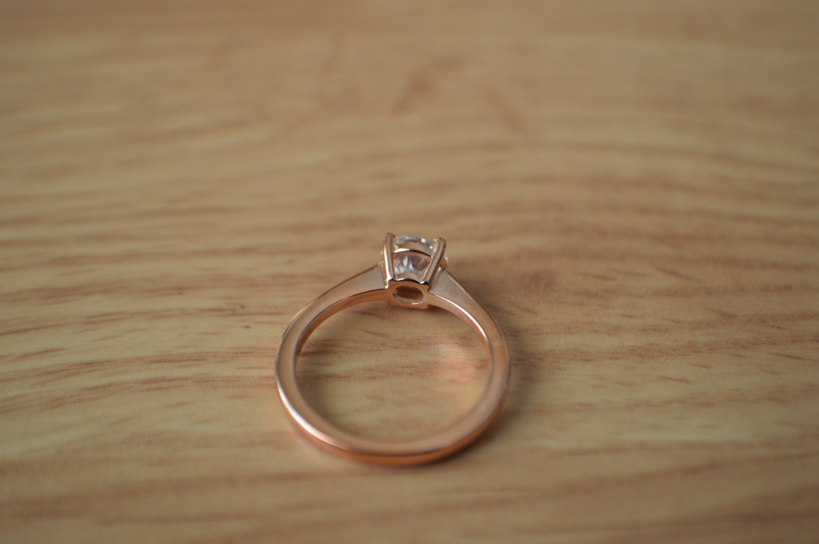 0.75ct Moissanite Solitaire Ring 18k Rose Gold Plated over Fine Silver Size 5