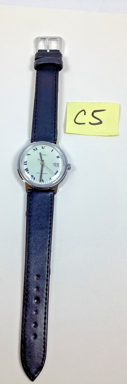 1974 Timex Marlin 35MM Roman Numeral Date Watch 2655002574 Runs New Band Read