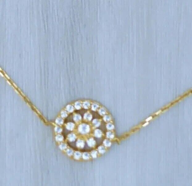 Round Cut Simulated Diamond Stunning Flower Fancy Pendant 14K Yellow Gold Plated