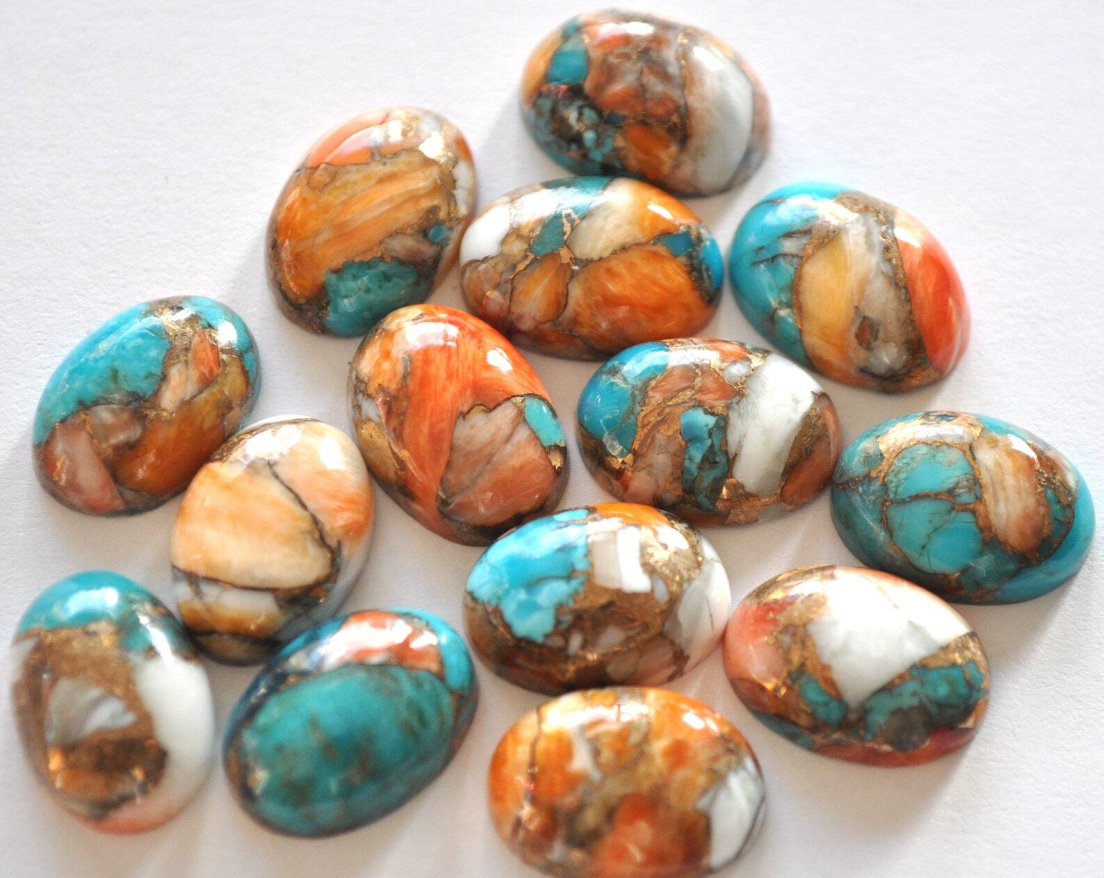 Natural Oyster Copper Turquoise Oval Cabochon Loose Gemstone Wholesale Lot
