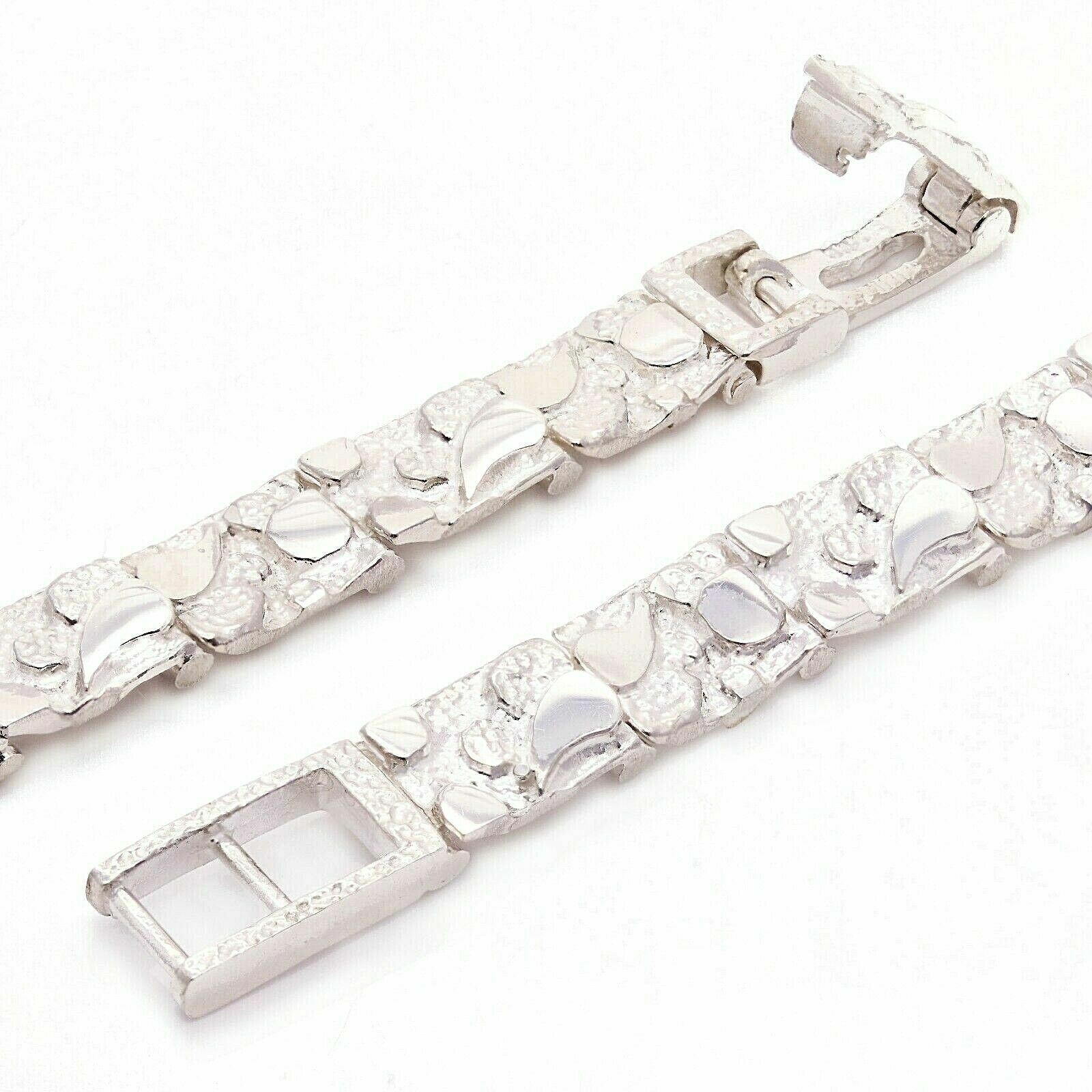 925 Sterling Silver Solid Nugget Bracelet Adjustable 6.5″-7″ 6.75mm 11.5 grams