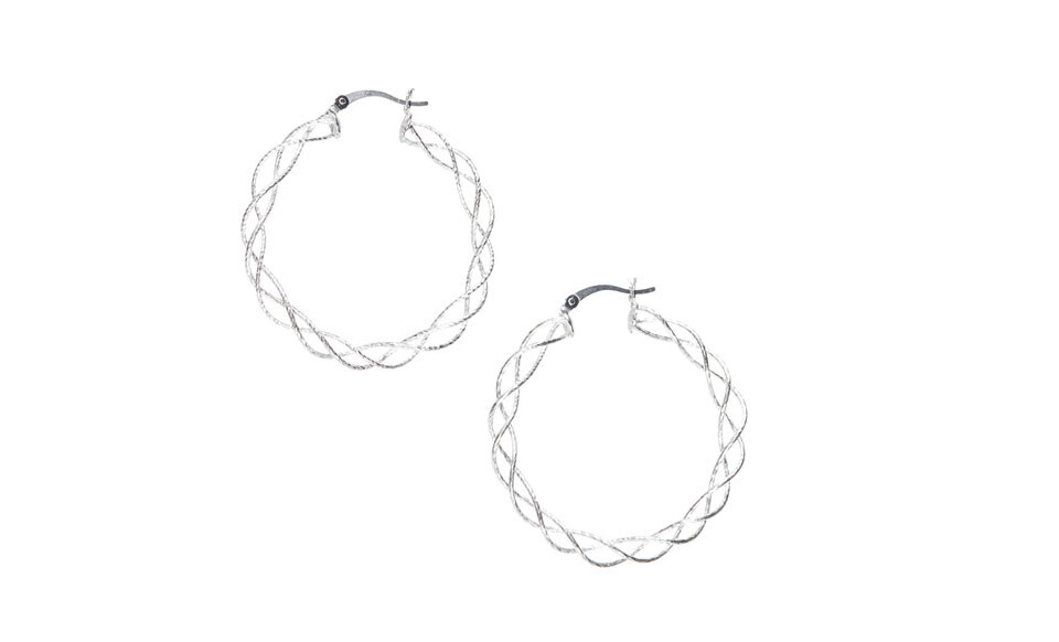 Sterling Silver Twisted Hoop Earrings For Women, Round Hoop Twist Earrings
