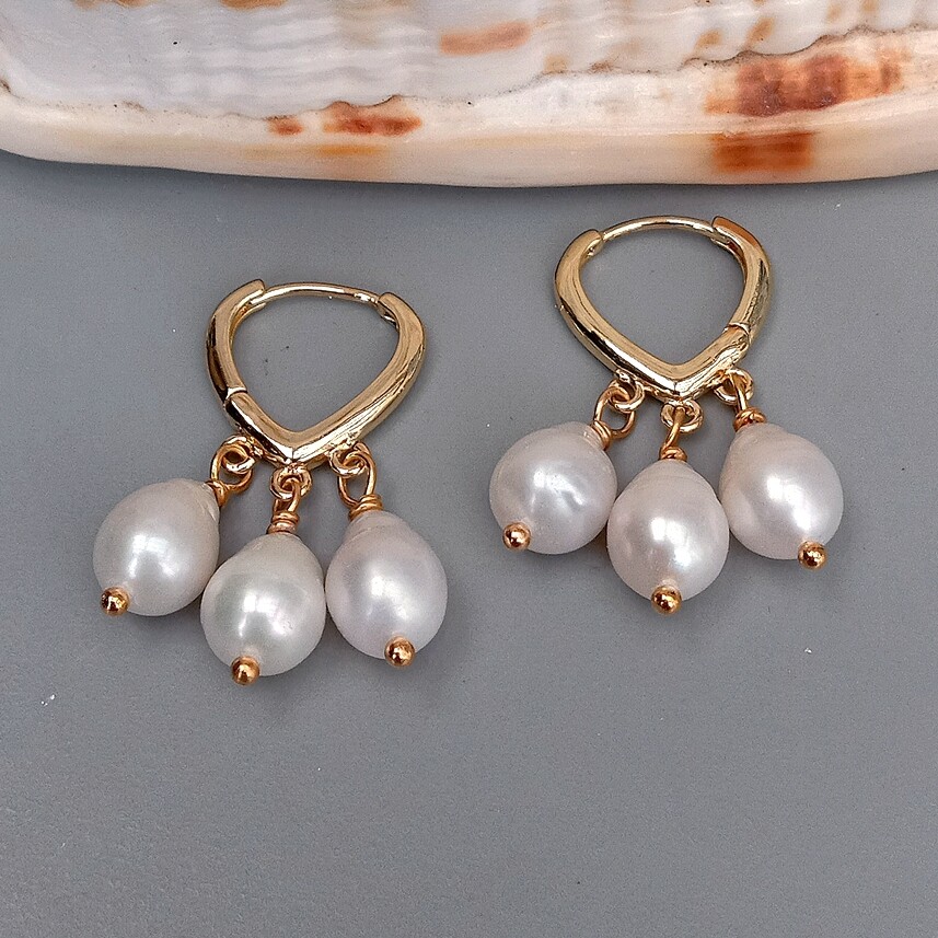Freshwater Cultured White Keshi Pearl Earrings