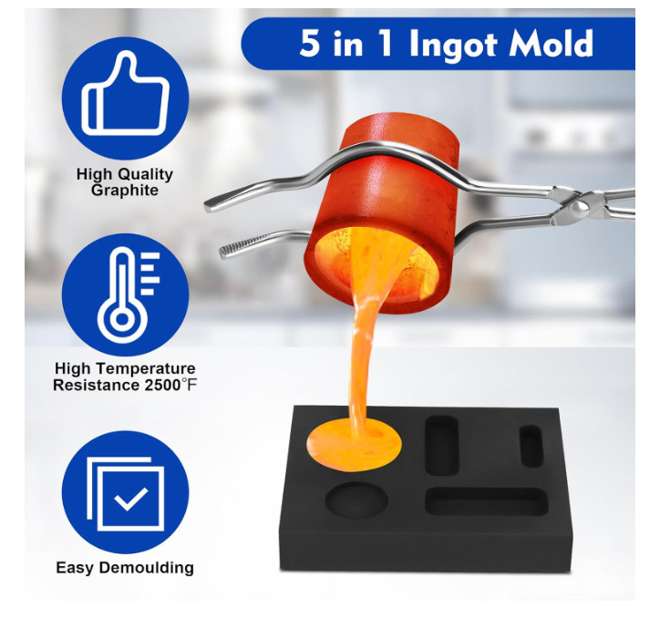 9 Pieces Graphite Torch Melting Casting Kit, Including 2 Crucible Stir Stick, 5-