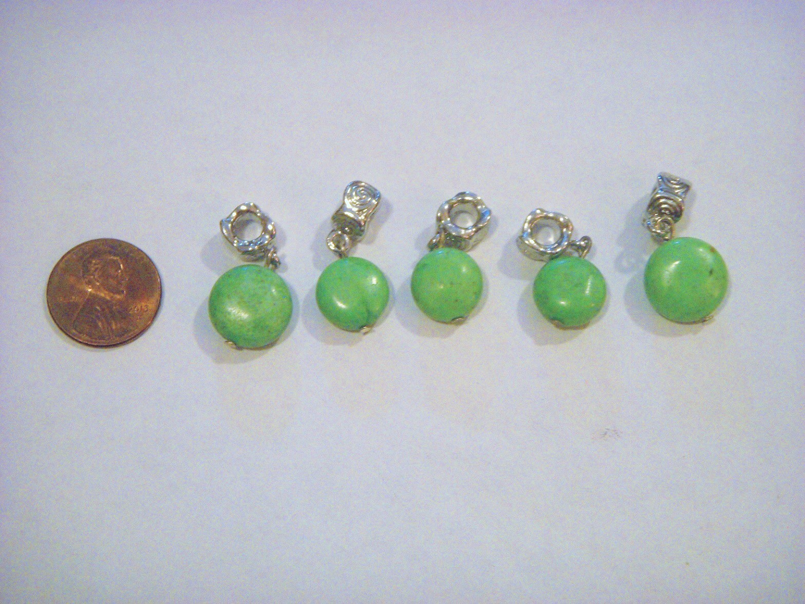GREEN TURQUOISE SINGLE CHARM DANGLE FOR BRACELETS OR PENDANTS MULTISHAPE/DESIGN