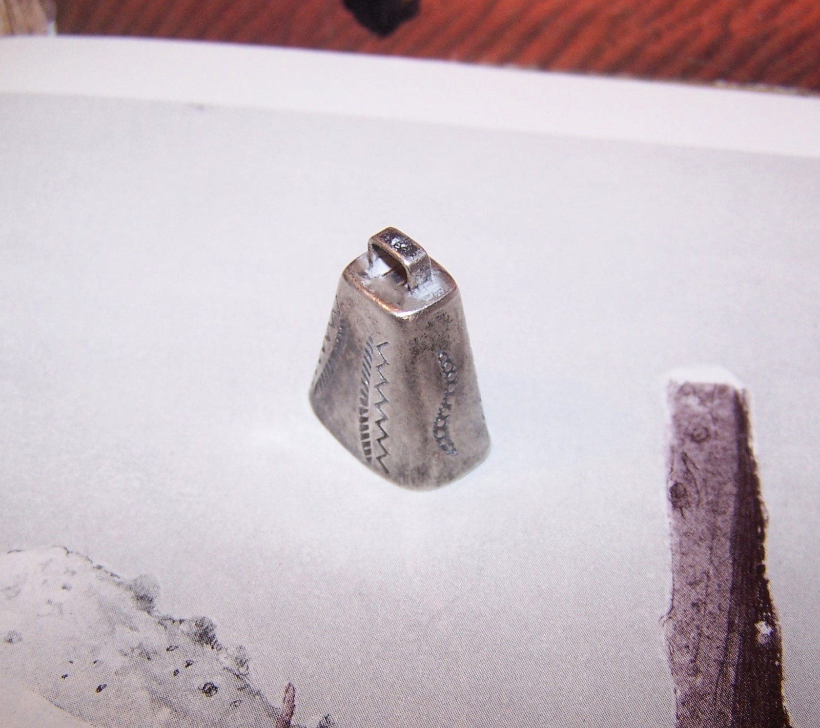 NATIVE AMERICAN Vintage Sterling Silver Cow Bell Pendant or Charm