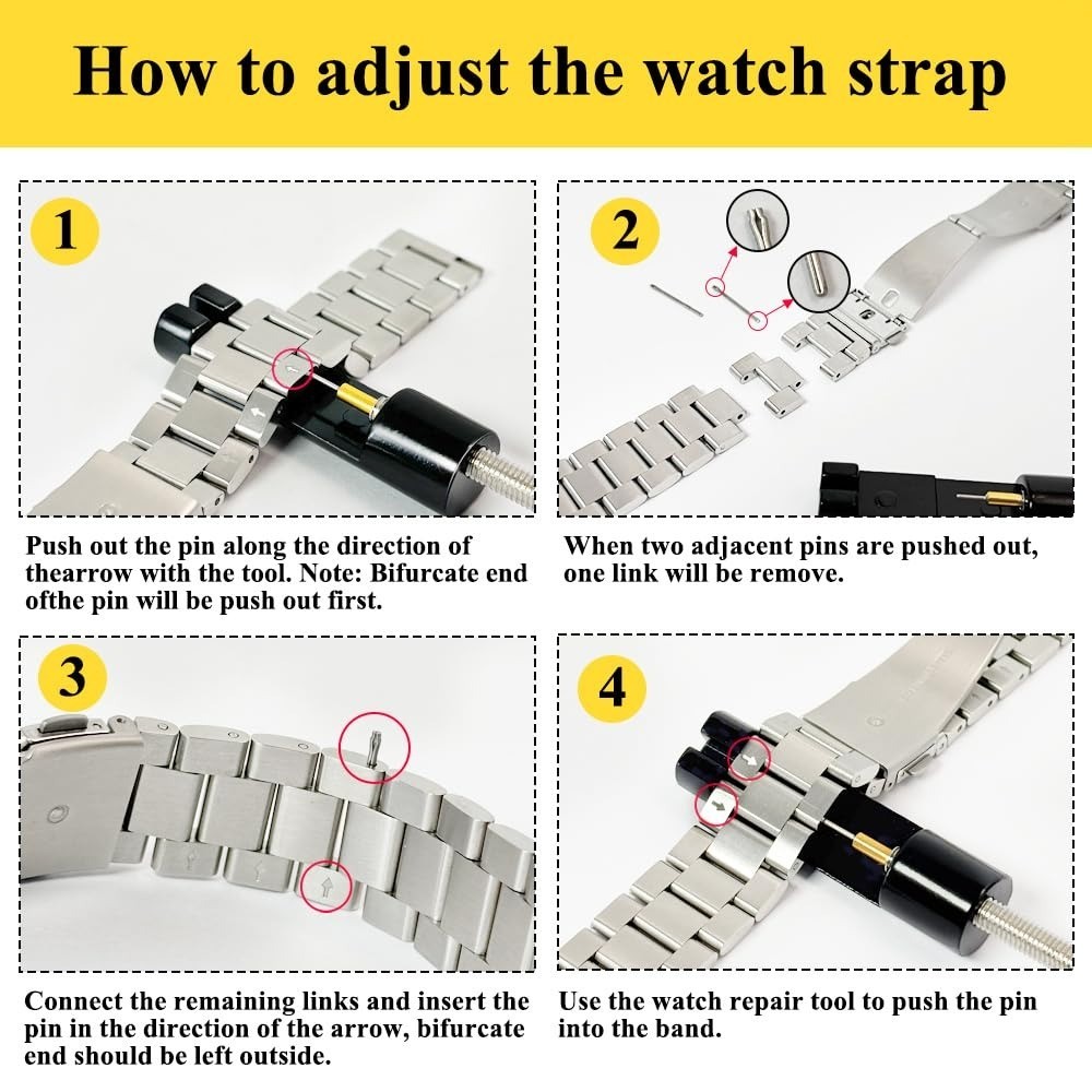 Watch Link Removal Tool Kit with Spring Bars and Cleaning Cloth