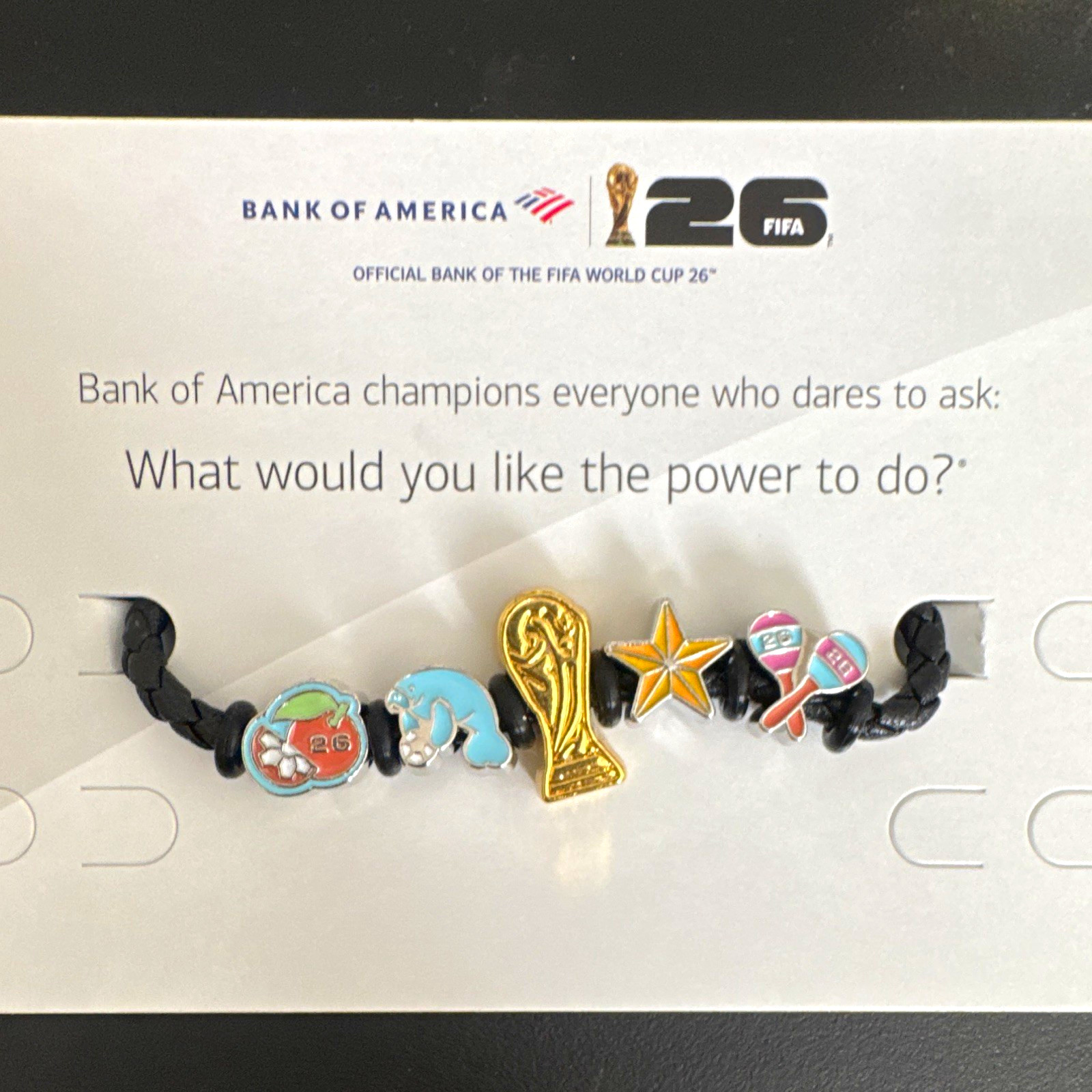 Bank of America FIFA World Cup 26 Charm Bead Cord Bracelet Multicolor MIAMI