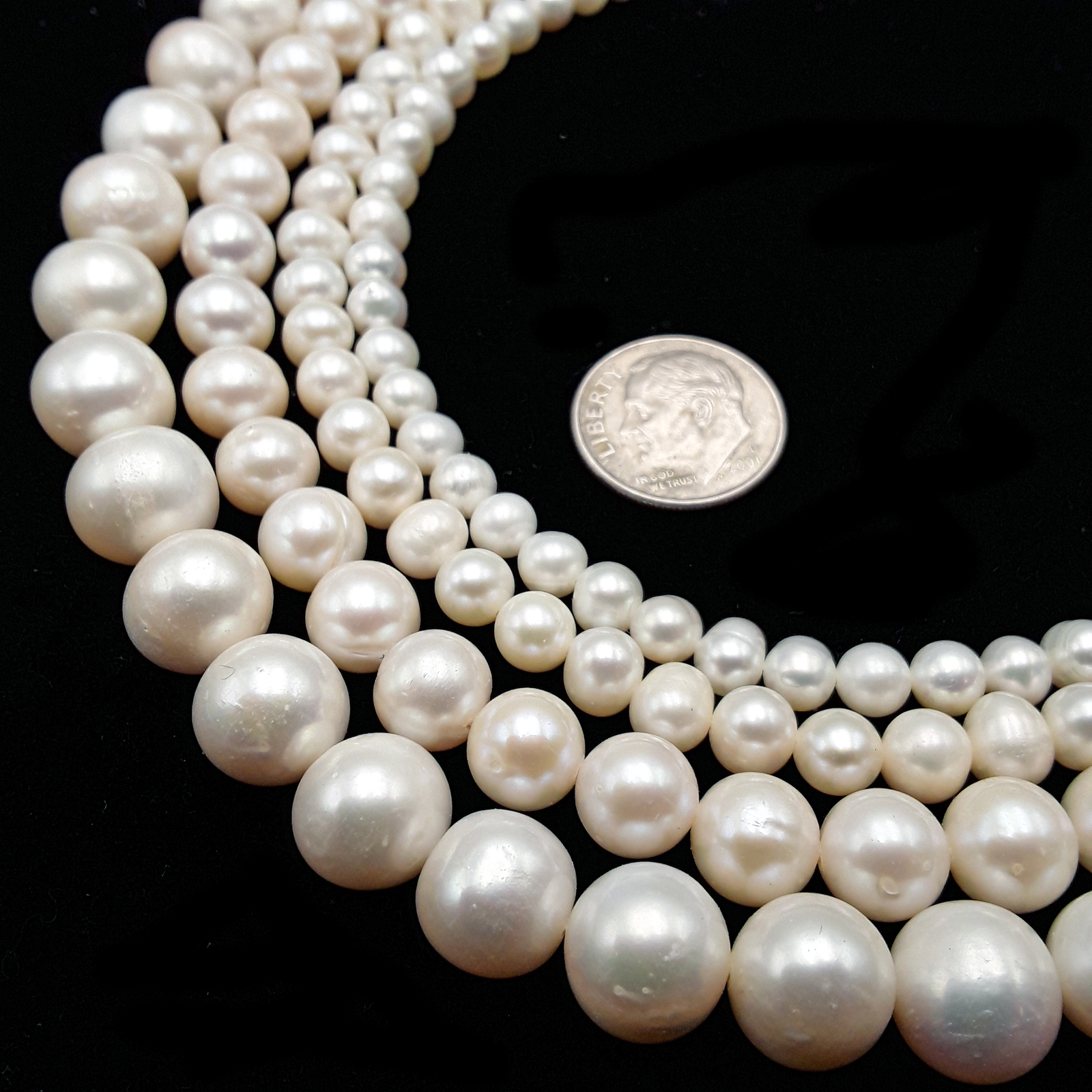 Fresh Water Pearl White Off Round Potato Beads 5mm 6mm 7mm 8mm 10mm 15.5″ Strand