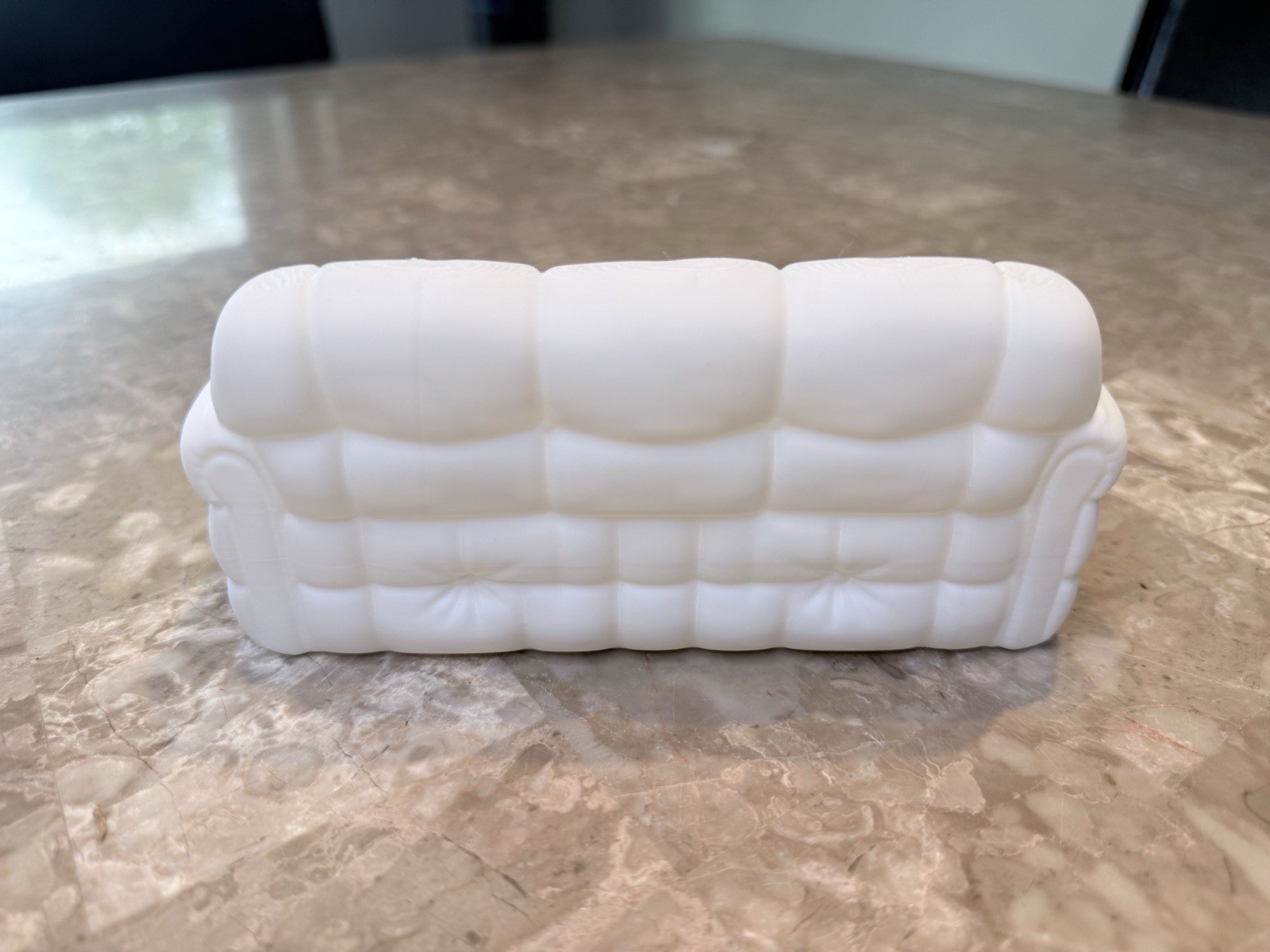 White Sofa-Shaped Lined 3D Printed Jewelry Valet Tray for Rings Watch Necklace
