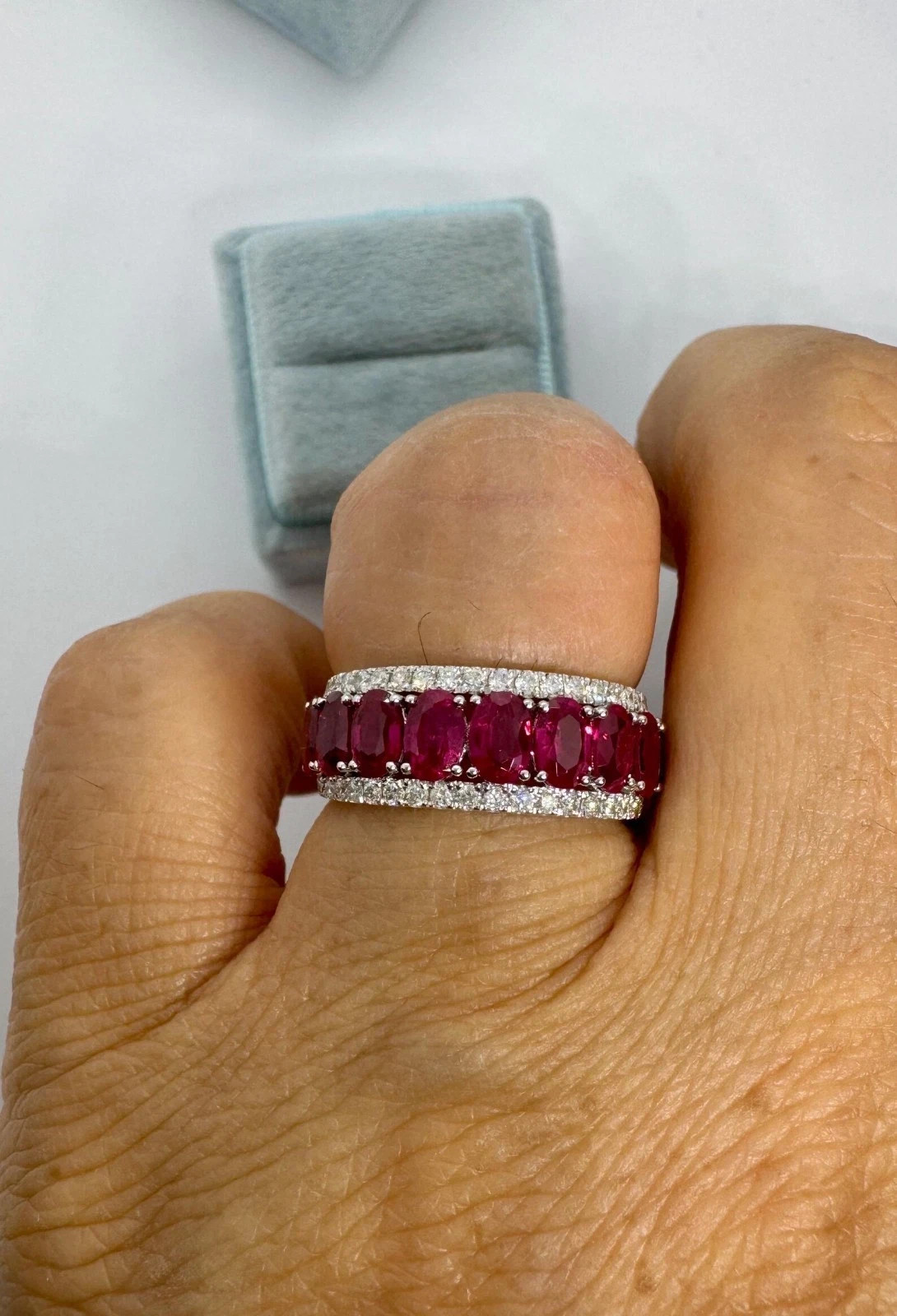 4.00 Ct Oval Cut Natural Ruby Diamond Engagement Ring 14K Solid White Gold 6