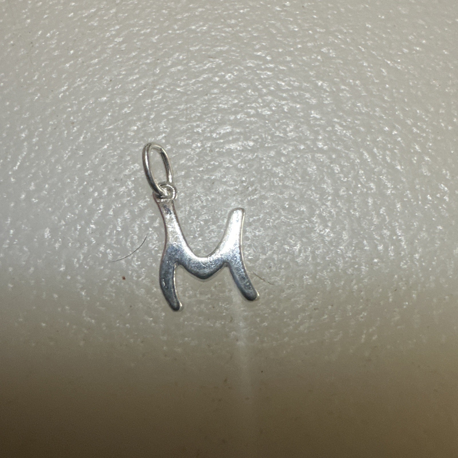 Tiny 925 Sterling Silver Letter M- Initial Script Cursive Alphabet Charm, 1/2”