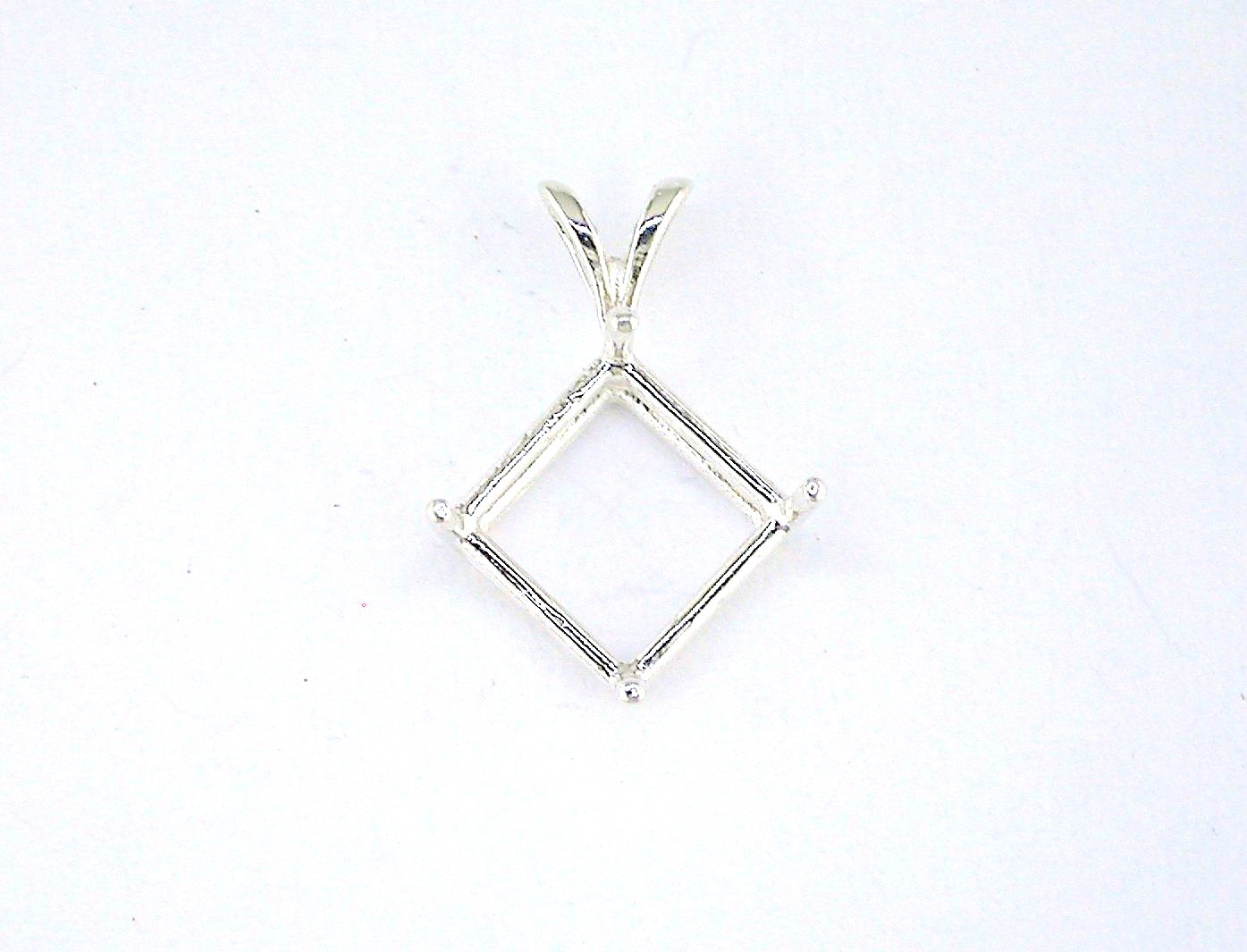 4 Prong Princess Wire Mount Pendant Setting Sterling Silver