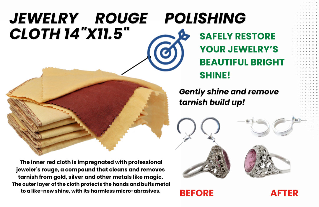 JSP JEWELERS Rouge Polishing Cloth 14″x11.5″ Brass Copper Silver Gold Pearl Buff
