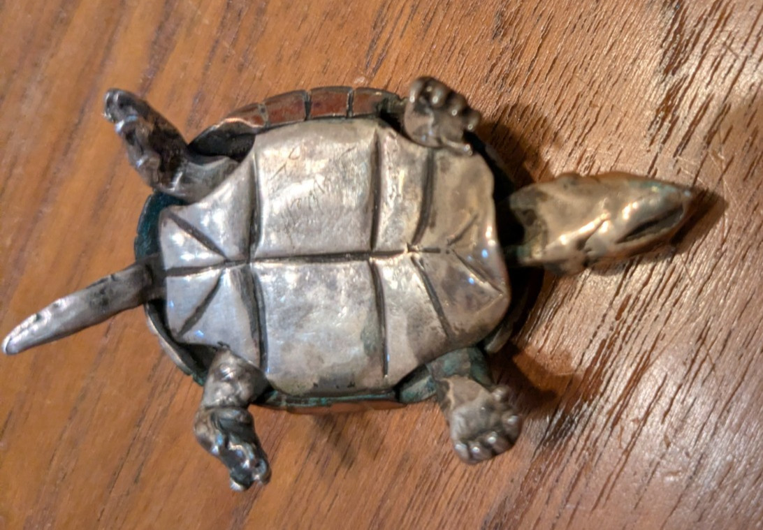 Robert Bob Burkett Shibuichi Sterling Articulated Tortoise Turtle Pendant