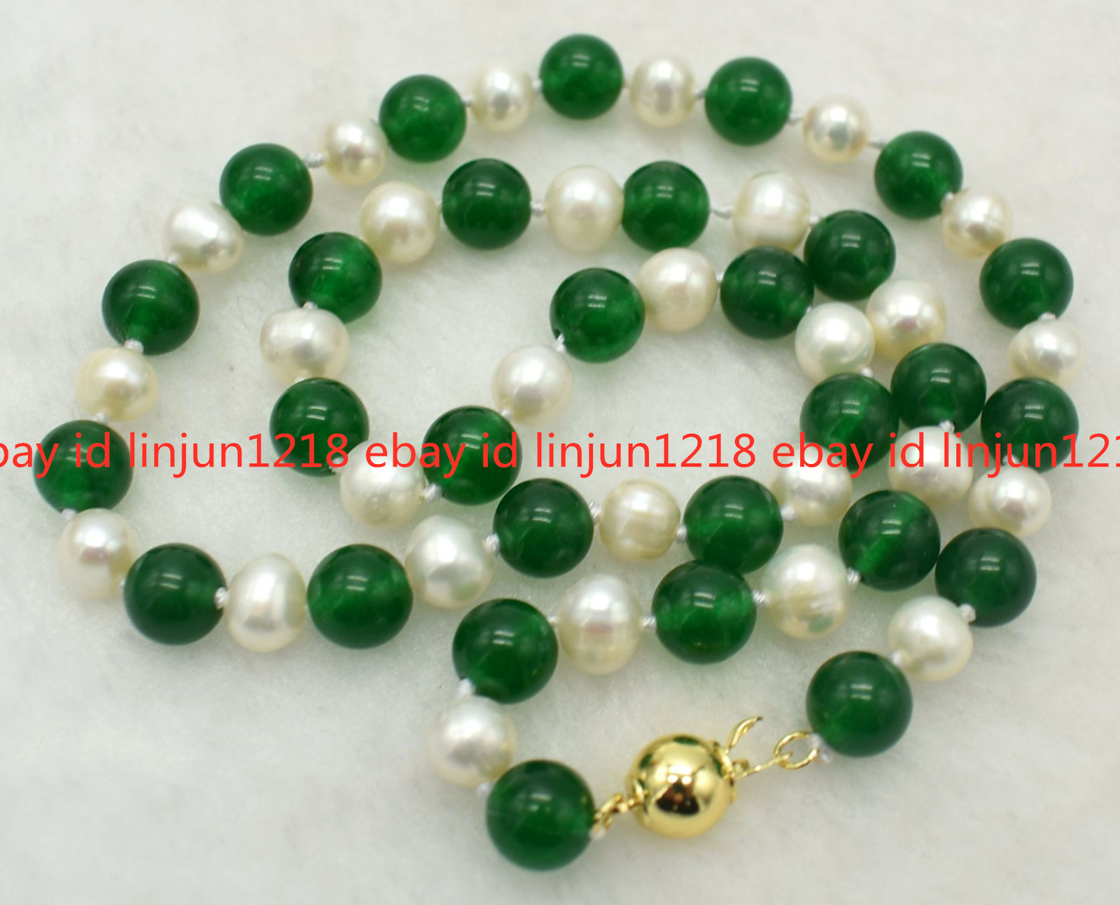 8mm Green Jade 7-8mm White Pearl Beads Necklace 18/24/36/50inches