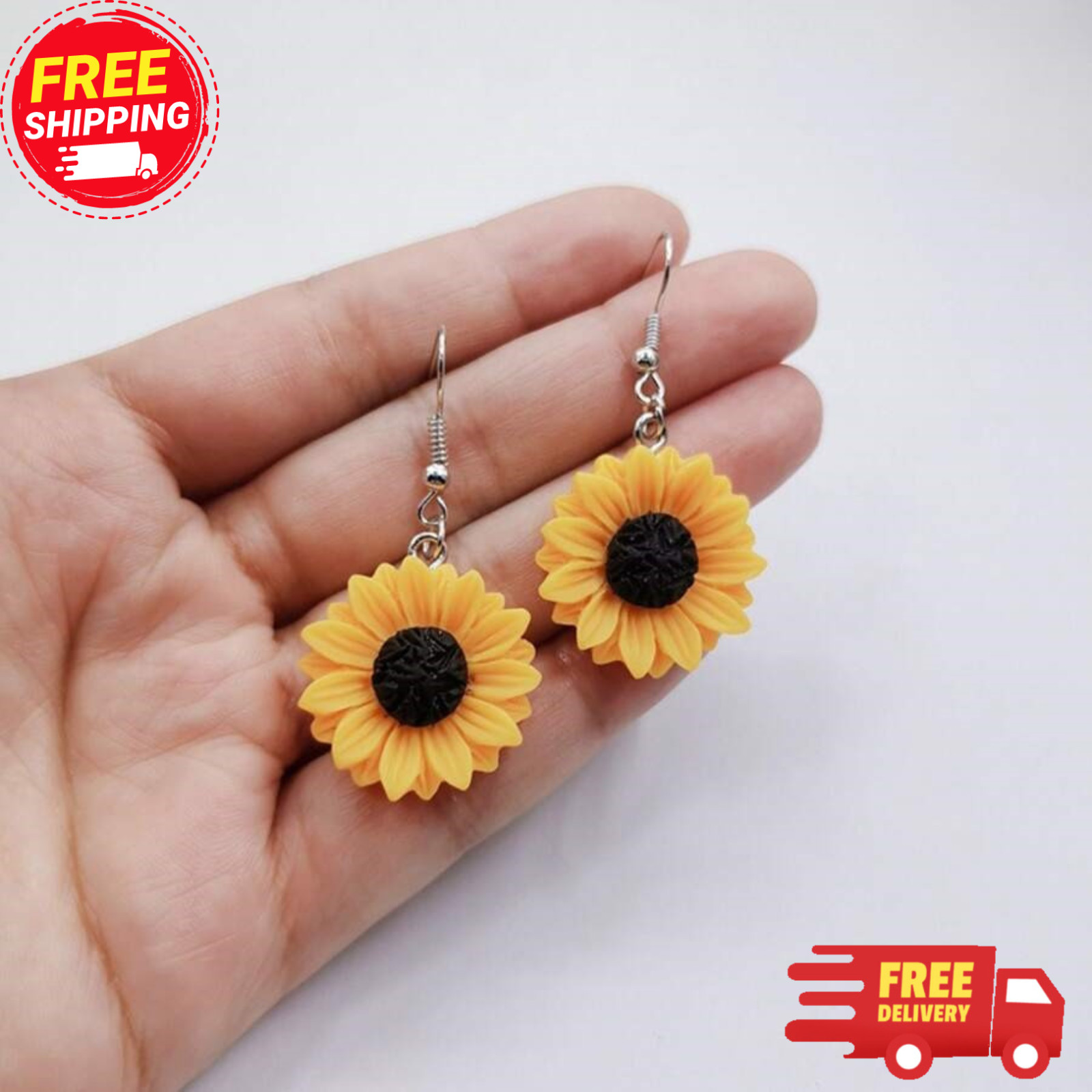 Women Earrings Elegant Simulate Pearl Daisy Sunflower Drop Earrings Handmade
