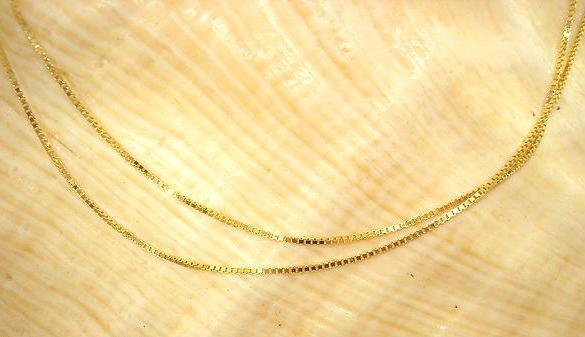 0.7MM 14K YELLOW GOLD PETITE PAVE-CUT DC BOX CHAIN NECKLACE 16″-24″ 1.1-1.7GR #1