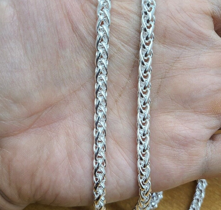 925 Sterling Silver Spiga Wheat Chain Necklace Bracelet Men Women 5mm 7~30 inch
