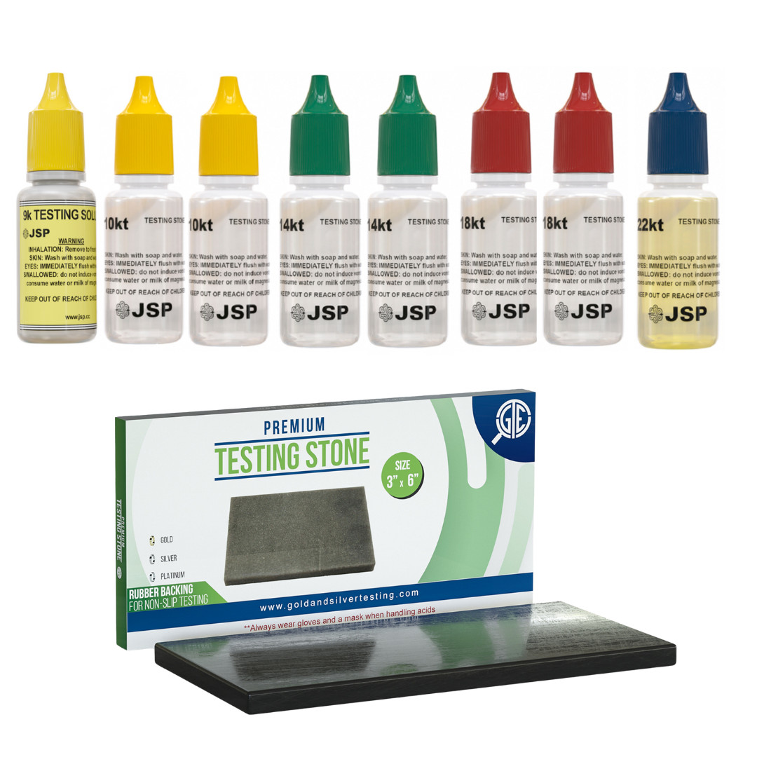 JSP Gold Testing Acid 9K 10K 14K 18K 22K Kit Tester Large Stone Jewelry Test Kit