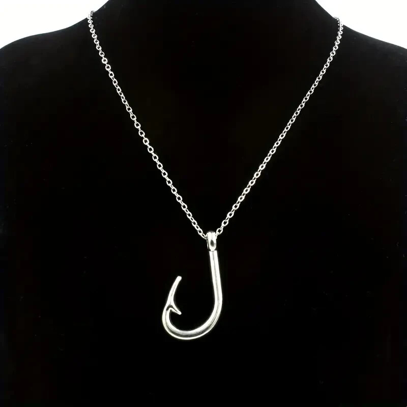 Silver Plated Fishhook Necklace Fishing
