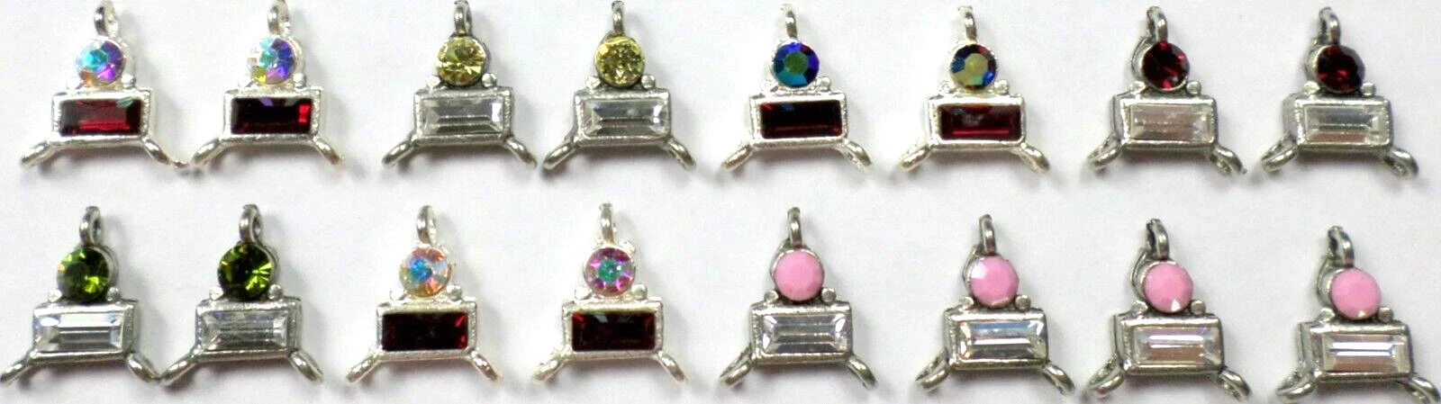 16 Made with Swarovski Colorful Rectangle Connector Pendant Earring 16x14mm