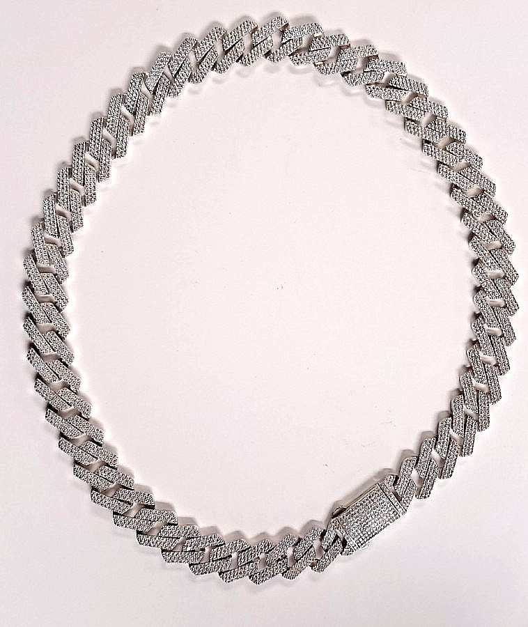 STERLING SILVER & MOISSANITE CUBAN LINK NECKLACE (22.5″ in) 148.83GR