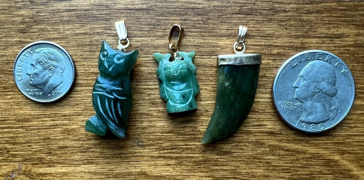 Stunning Nephrite Jade Bundle includes 3 unique pendants with metal unknown
