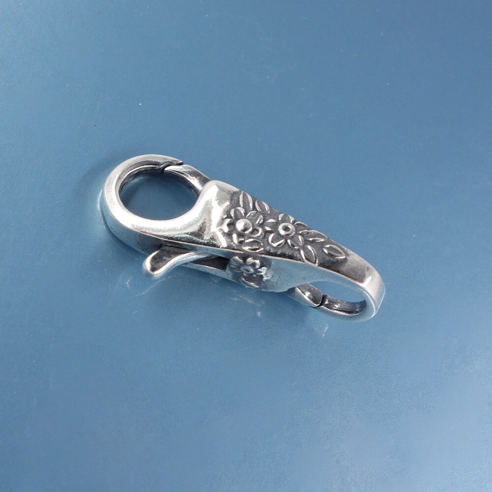 Sterling Silver Flowers and Leaves Double Openings Lobster Clasp Connector 44064