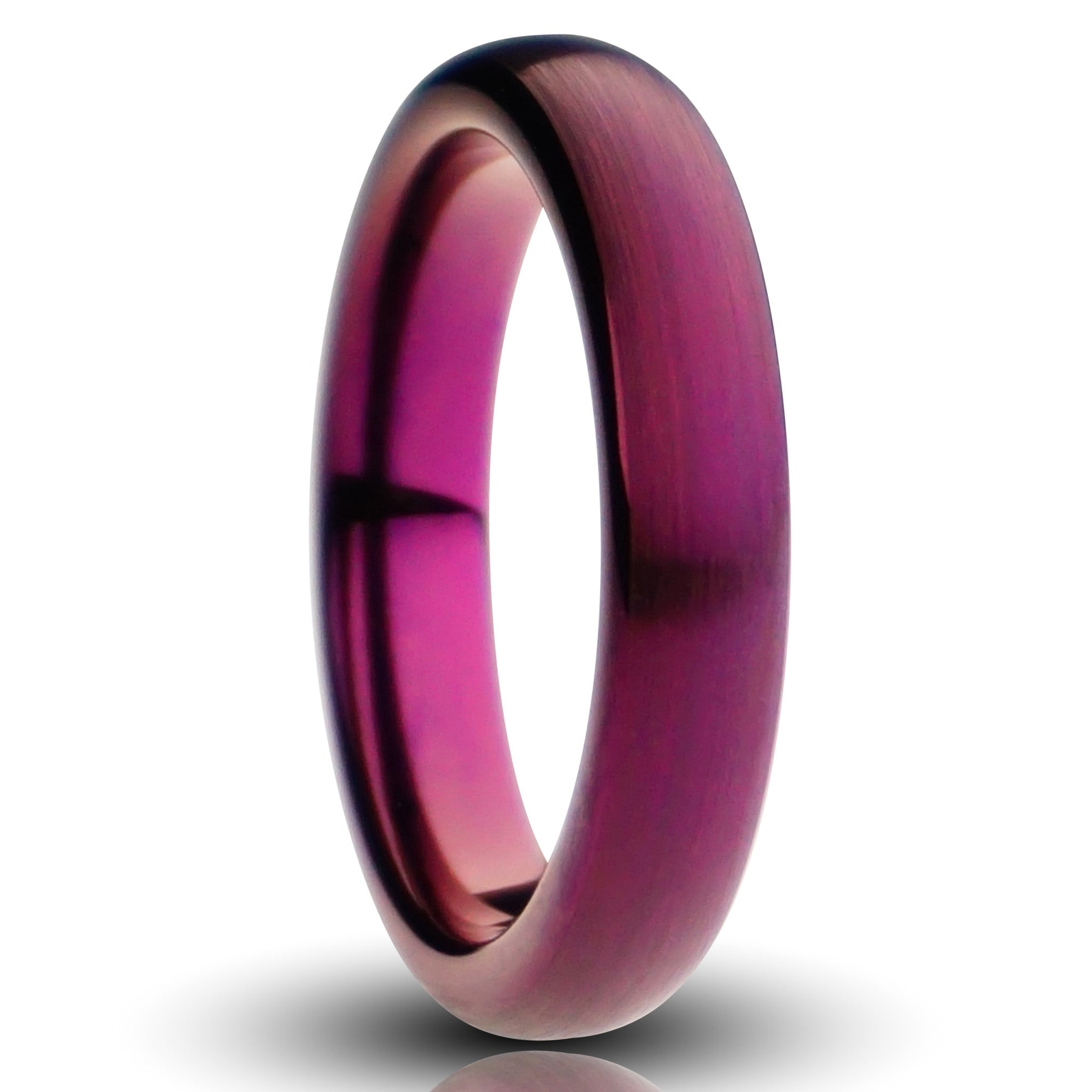 4mm Purple Tungsten Ring, fuschia matte Brushed Finish, womens wedding band
