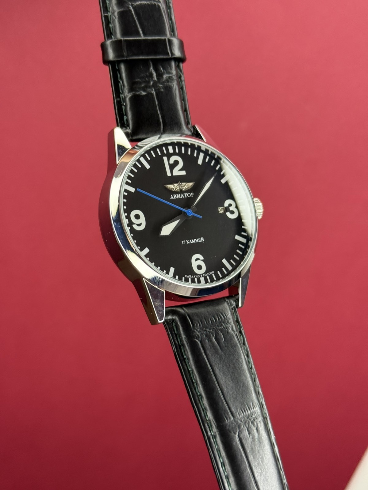Watch Mechanical Raketa Aviator Black Pilot Vintage USSR Wrist Soviet Men’s Date