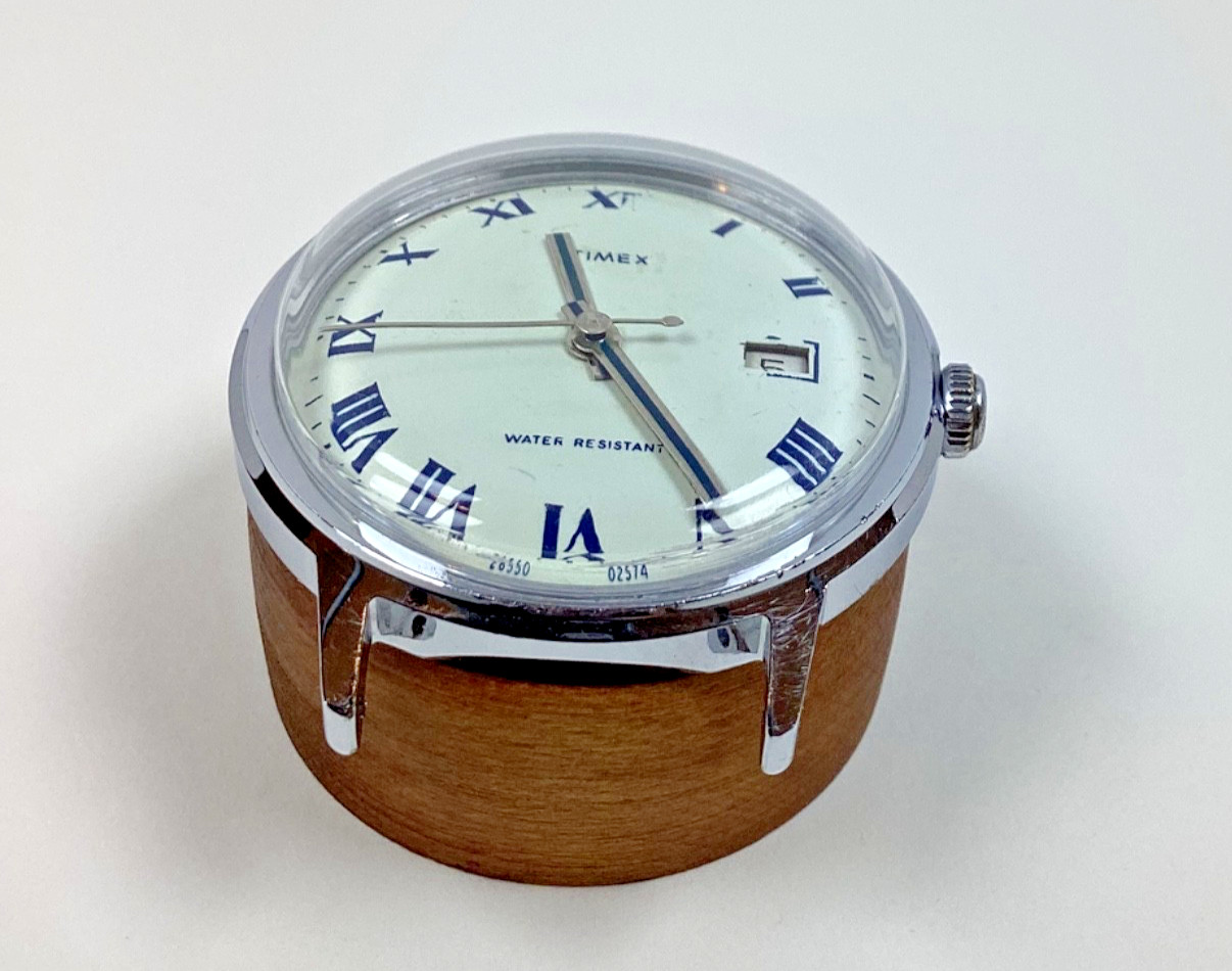 1974 Timex Marlin 35MM Roman Numeral Date Watch 2655002574 Runs New Band Read