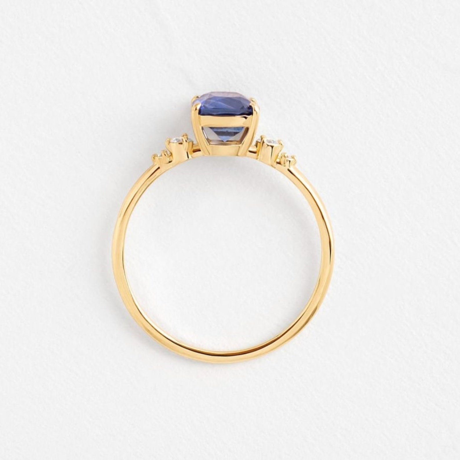 Blue sapphire ring yellow gold cushion cut blue sapphire ring blue ring