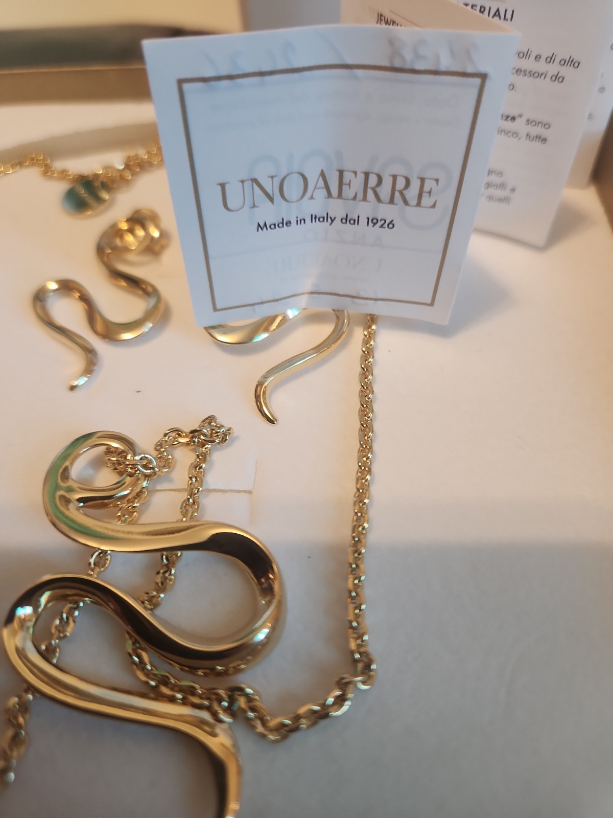 UNOAERRE Complete Set Long Chain + Stylized Snake Pendant Earrings