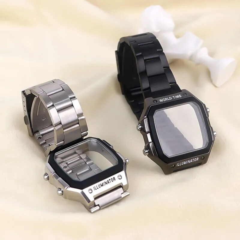 Stainless steel shell+metal strap suitable for Casio AE1200 AE1300 modification-