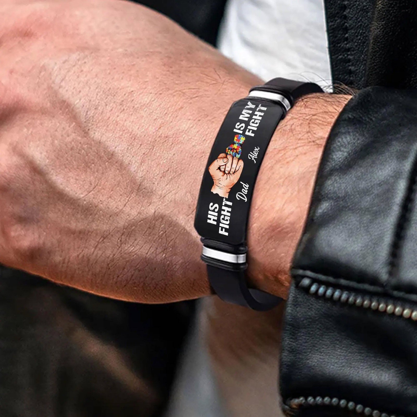 Personalized Autism Dad Bracelet His Fight Is My Fight Autism Awareness