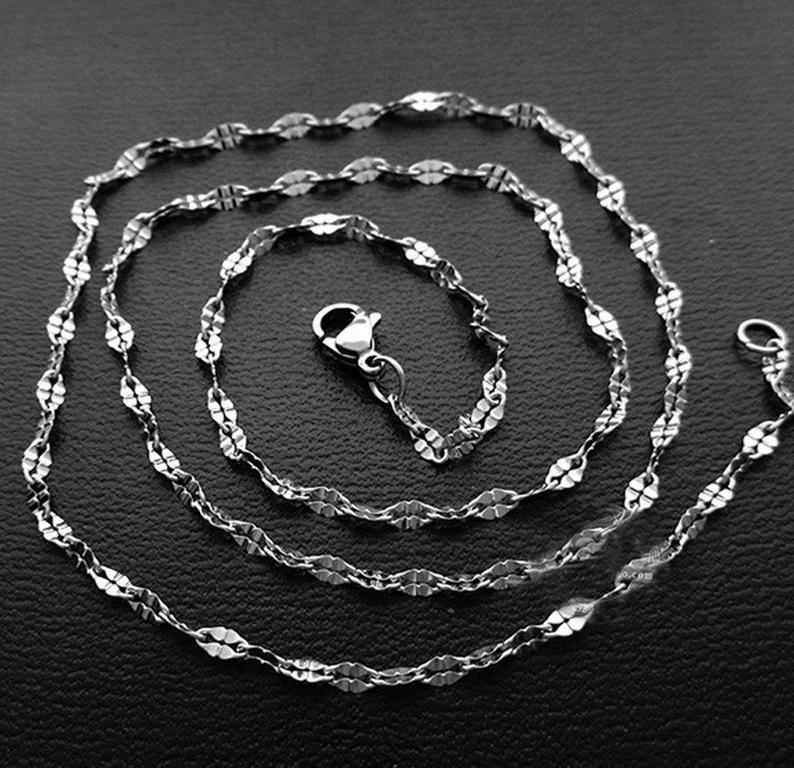 Genuine 18K White Gold Filled HypoAllergenic Lip Shape Link Chain Necklace A082W