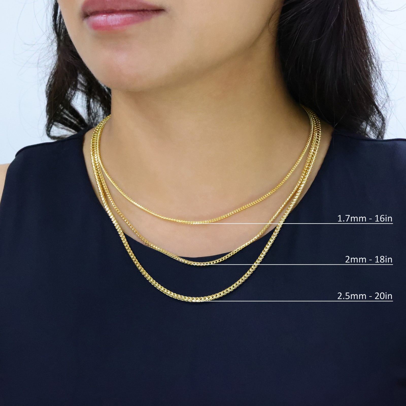 10K Yellow Gold Solid Franco 1mm-6mm Diamond Cut Chain Necklace Bracelet 7″-30″